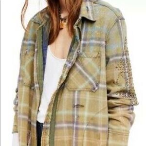 Free People Deconstructed Plaid Flannel Jacket